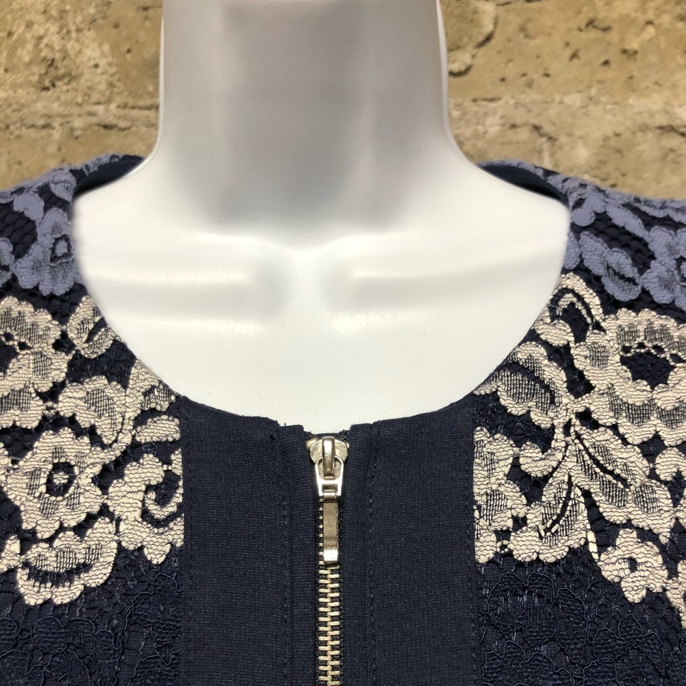 INC International Concepts Long Sleeve Lace Navy Trench Coat size medium